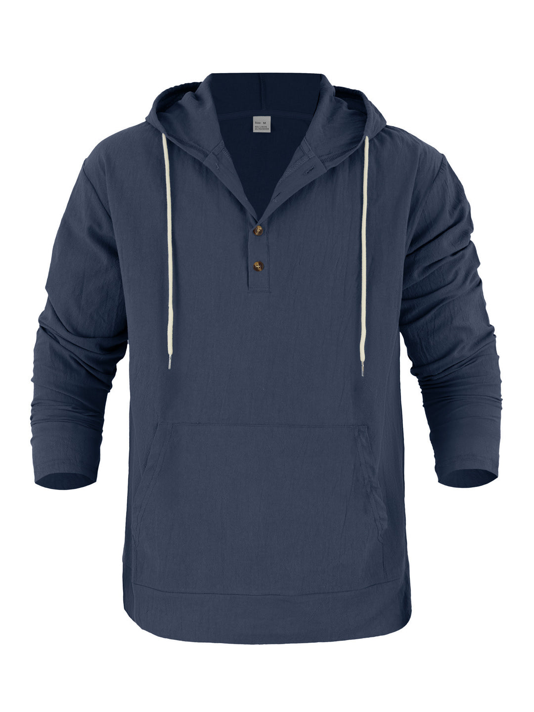 Herren Leichter Kapuzen-Henley aus Baumwoll-Leinen mit Kängurutasche Shop Nory