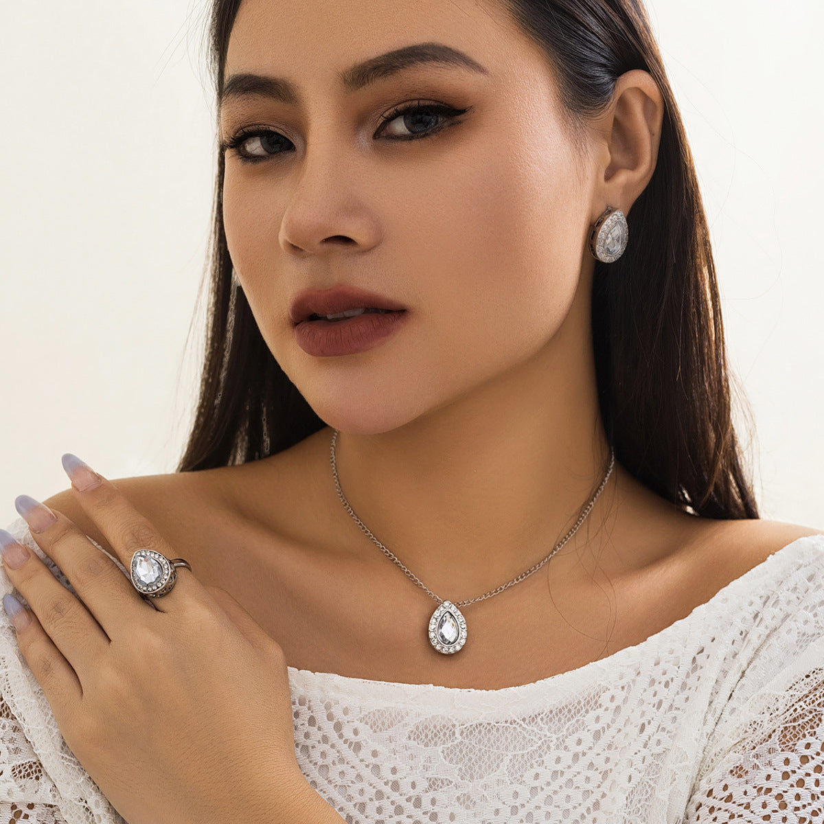 Damen elegantes Schmuckset mit Zirkonia von Shop Nory