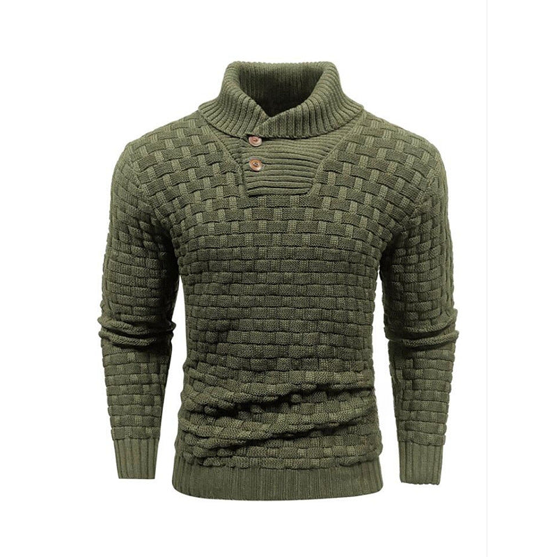 Herren nan strukturierter Strickpullover mit hochschließendem Stehkragen und Zierknopfleiste Shop Nory