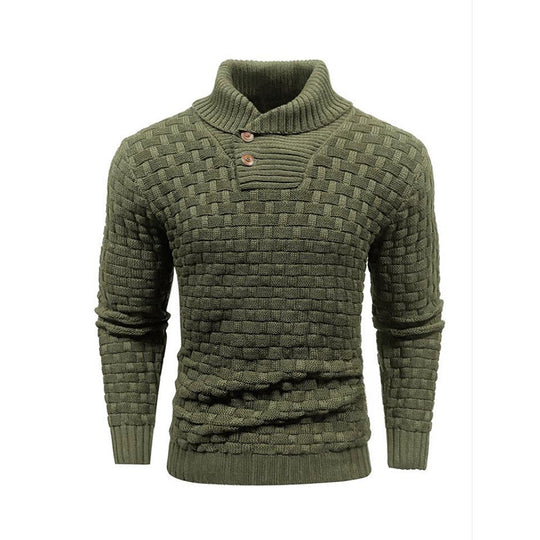 Herren nan strukturierter Strickpullover mit hochschließendem Stehkragen und Zierknopfleiste Shop Nory