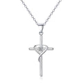Damen Halskette mit kunstvollem Herz-Kreuz-Anhänger und funkelndem Zirkonia Shop Nory