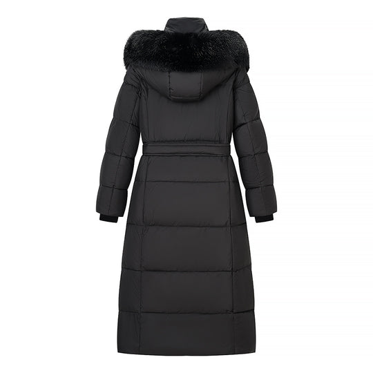 Damen Wattierter Longline-Mantel mit Kapuze und Taillengürtel Shop Nory