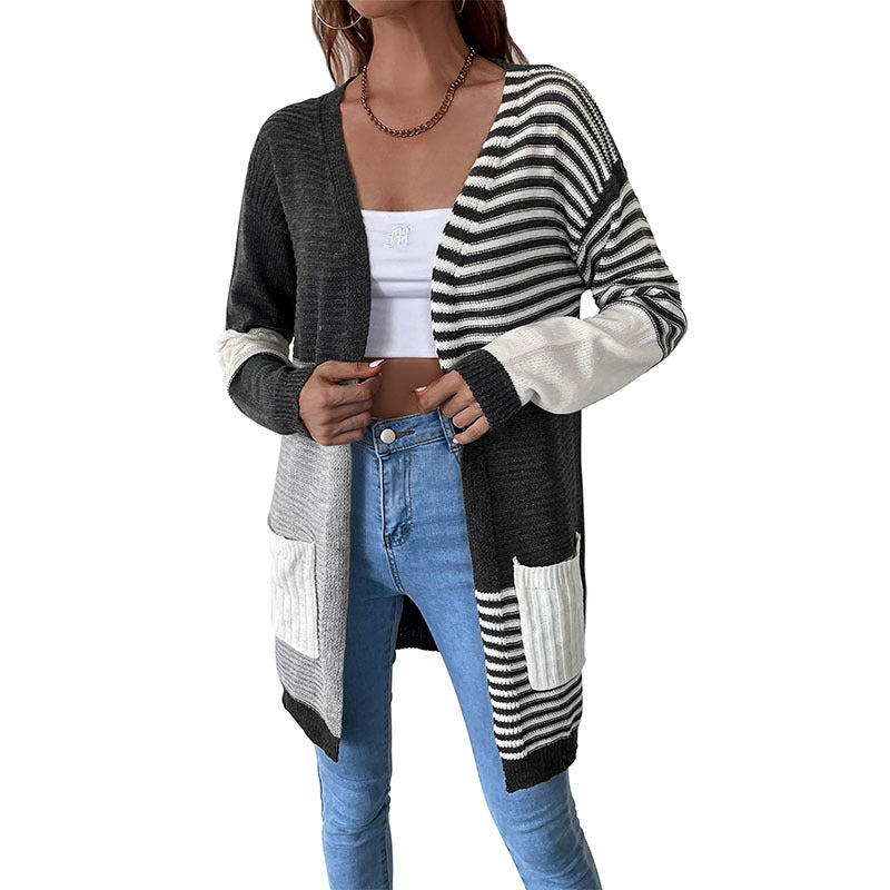 Damen Modischer Strickcardigan mit geometrischem Muster Shop Nory