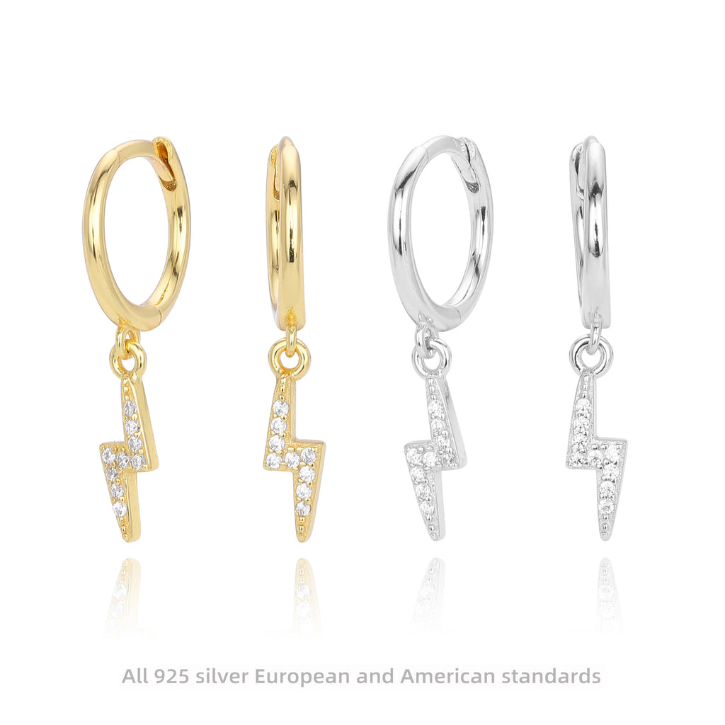 Damen Ohrhänger mit funkelndem Blitzdesign aus 925 Sterling Silber und Zirkonbesatz Shop Nory
