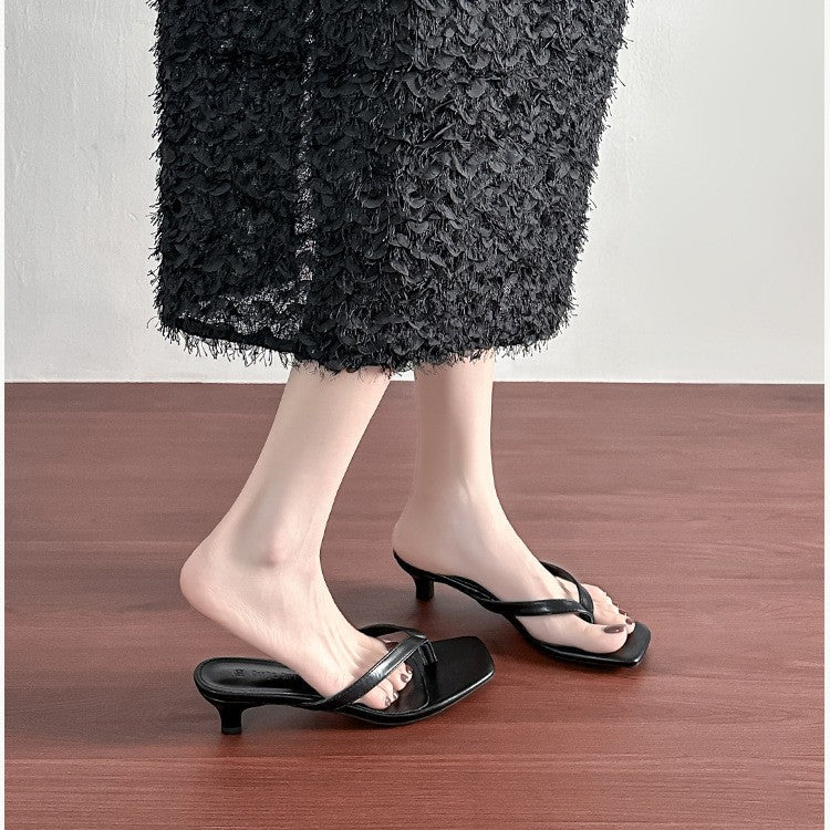 Damen elegante Zehentrenner mit bequemem Absatz