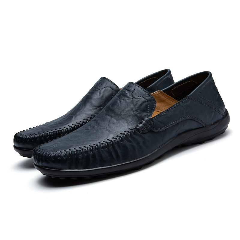 Herren Lederloafer im Mokassin-Stil mit handgenähter Ziernaht, elastischen Seiteneinsätzen und rutschfester Gummilaufsohle Shop Nory