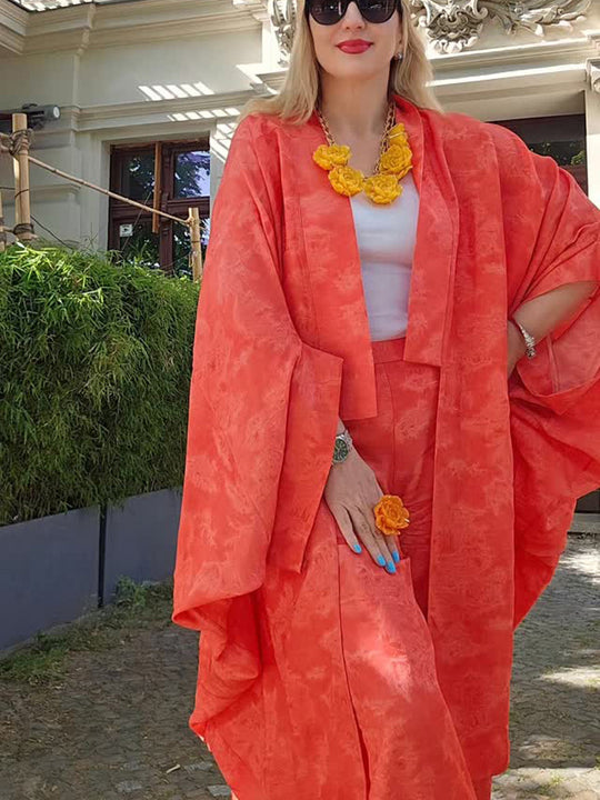 Damen Kaftan-Blazer-Set mit kimonoähnischen Ärmeln und weitem Palazzo-Hosen-Schnitt Shop Nory
