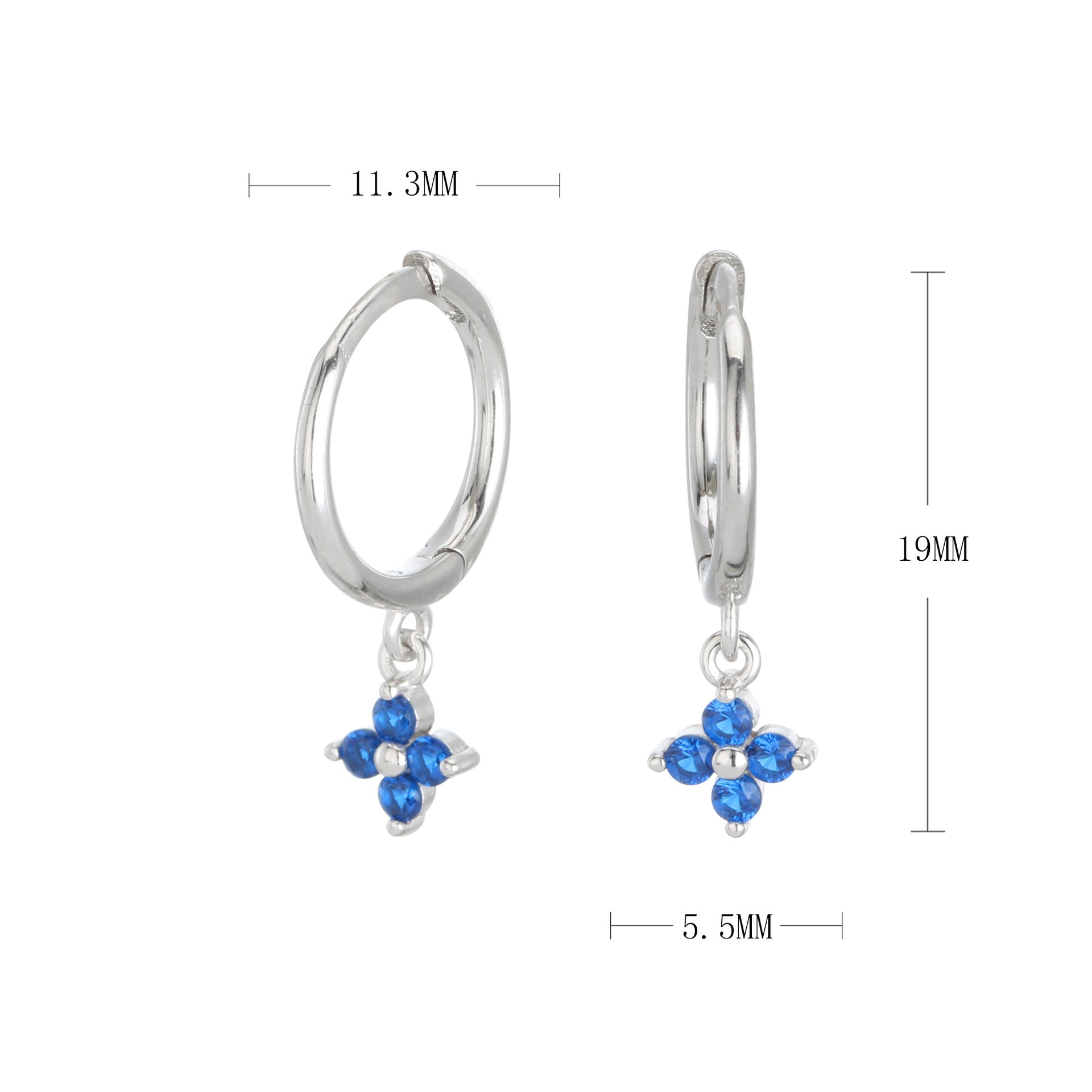 Damen Creolenohrringe mit blütenförmigen Anhängern und hochwertigem Zirkonbesatz Shop Nory