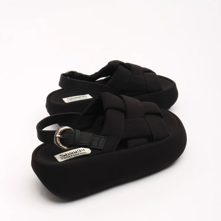Damen modische Plateau-Sandalen mit elegantem Kreuzriemen und komfortablem Fußbett
