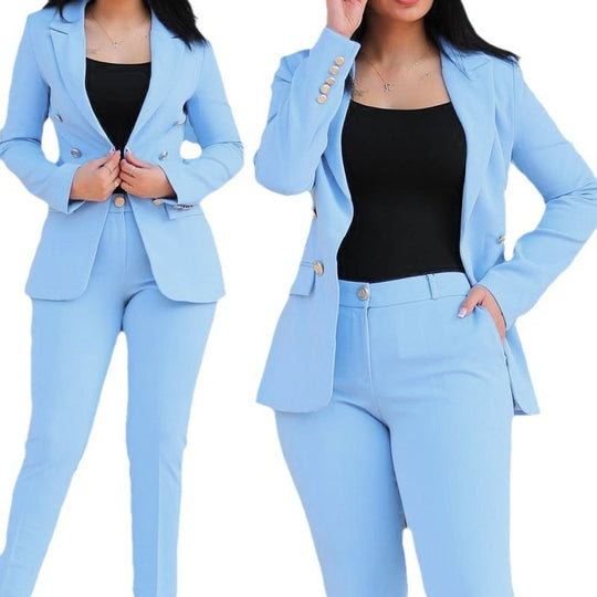 Damen nan tailliertes Business-Hosenanzug-Set mit doppelreihigem Reversblazer und schmal zulaufender Bundhose Shop Nory