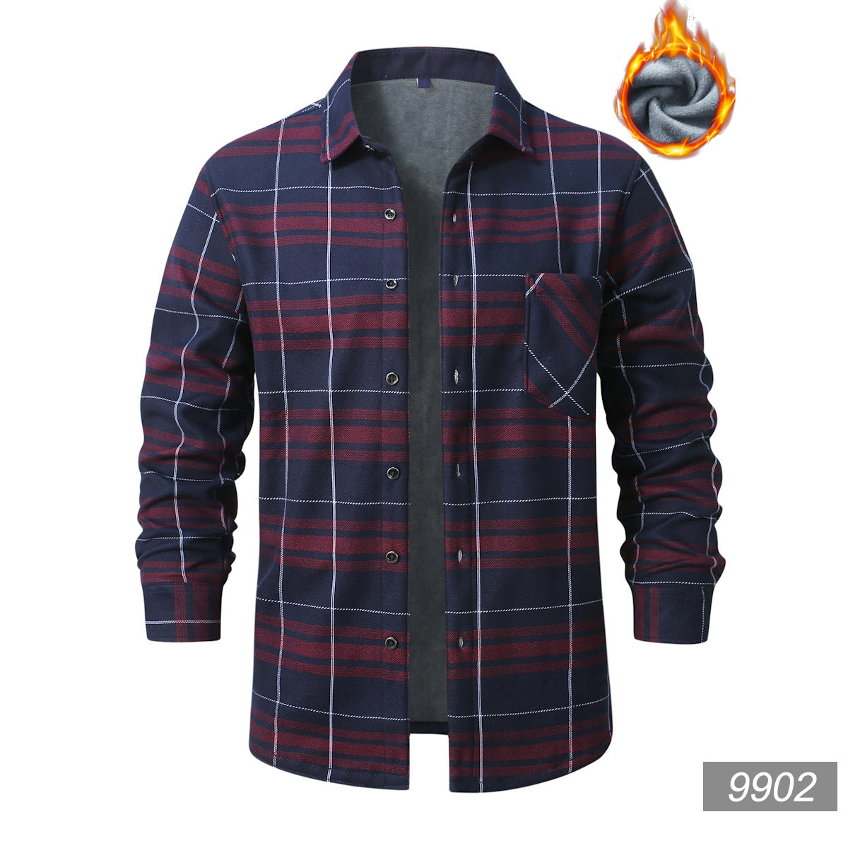 Herren kariertes Flanellhemd mit wärmender Fleece-Innenlage und aufgesetzter Brusttasche Shop Nory