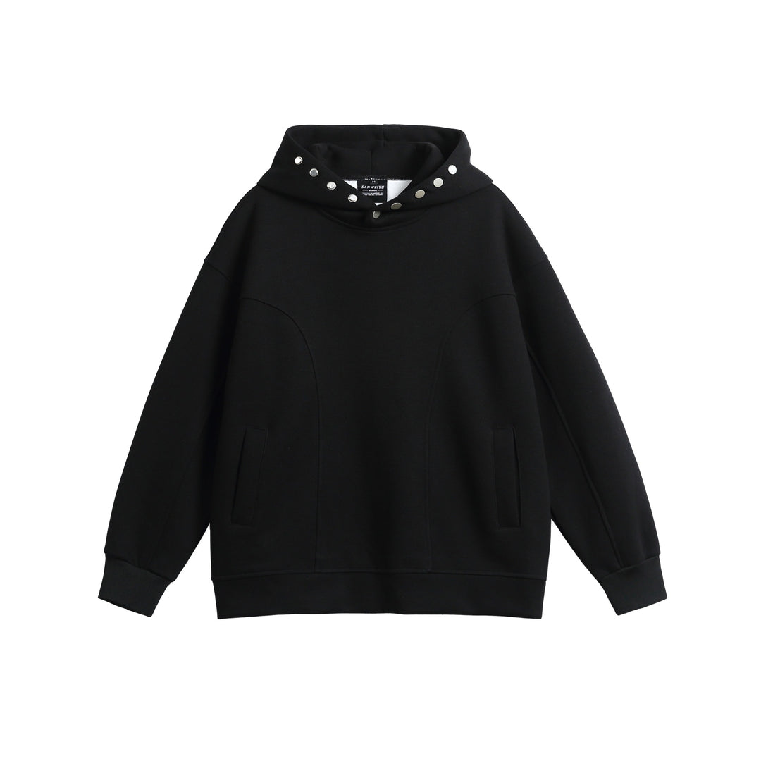 Unisex Oversize Kapuzenpullover mit Druckknopffunnel und Teilungsnähten Shop Nory