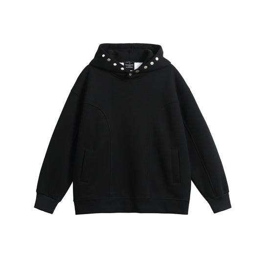 Unisex Oversize Kapuzenpullover mit Druckknopffunnel und Teilungsnähten Shop Nory
