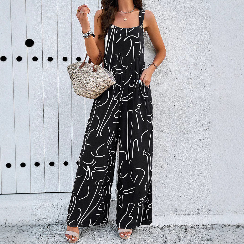 Damen weite Jumpsuit aus leichtem Stoff