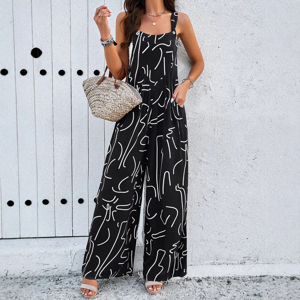 Damen weite Jumpsuit aus leichtem Stoff