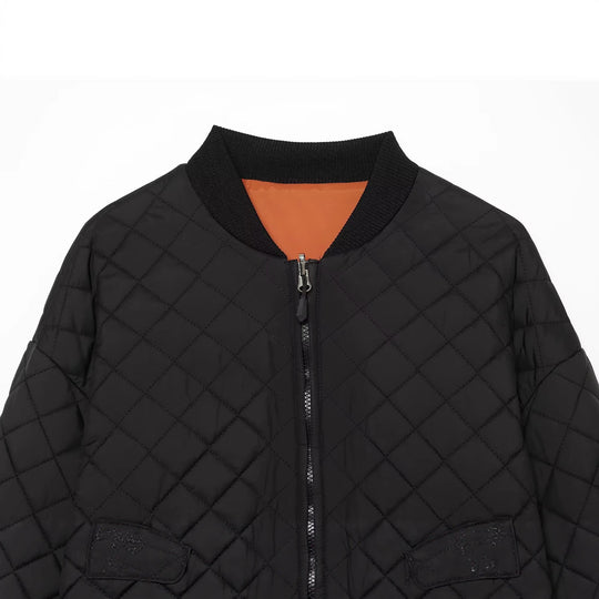 Damen Leichte gesteppte Bomberjacke im Cropped-Boxy-Schnitt mit Rautensteppung Shop Nory