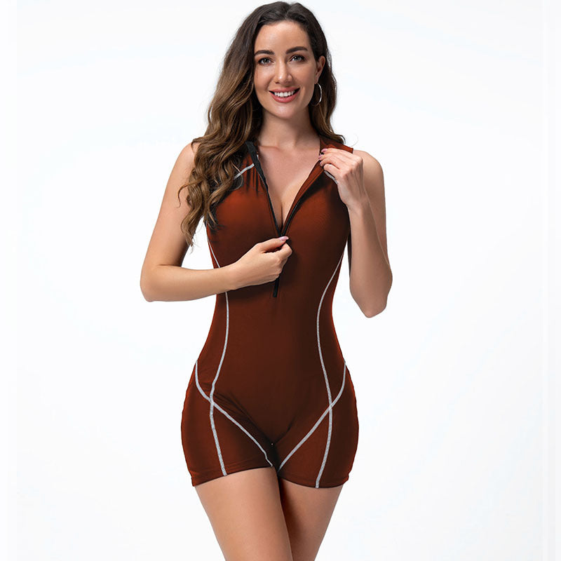 Damen Sportlicher Badeanzug mit hohen Beinausschnitten