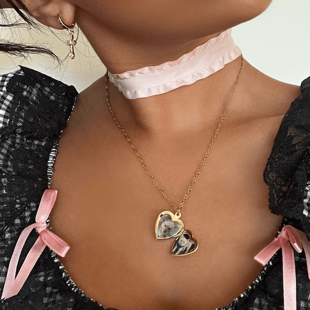 Damen Halskette mit herzförmigem Anhänger aus hypoallergenem Edelstahl und verstellbarer Länge Shop Nory