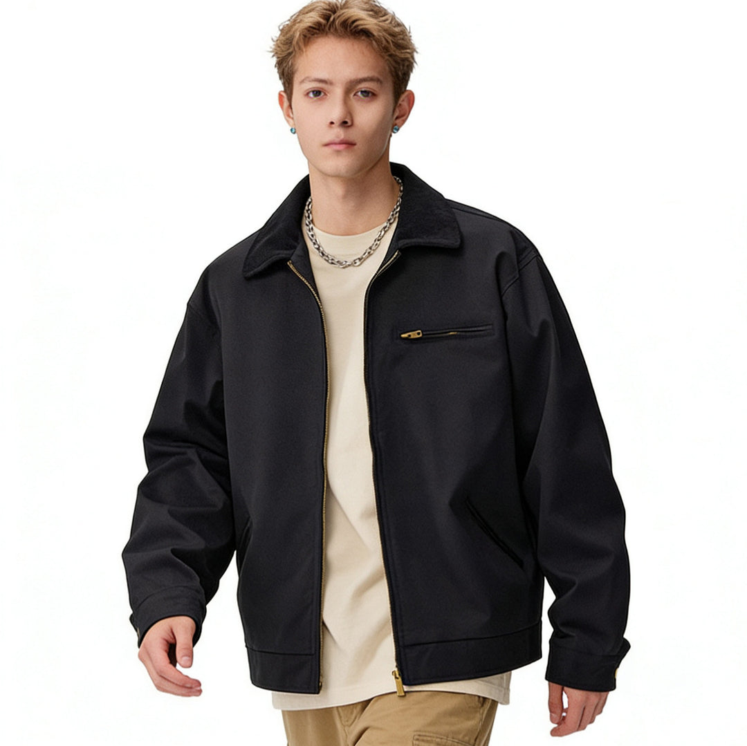 Herren Zip-Blouson im Worker-Stil mit Cordkragen und Brusttasche Shop Nory
