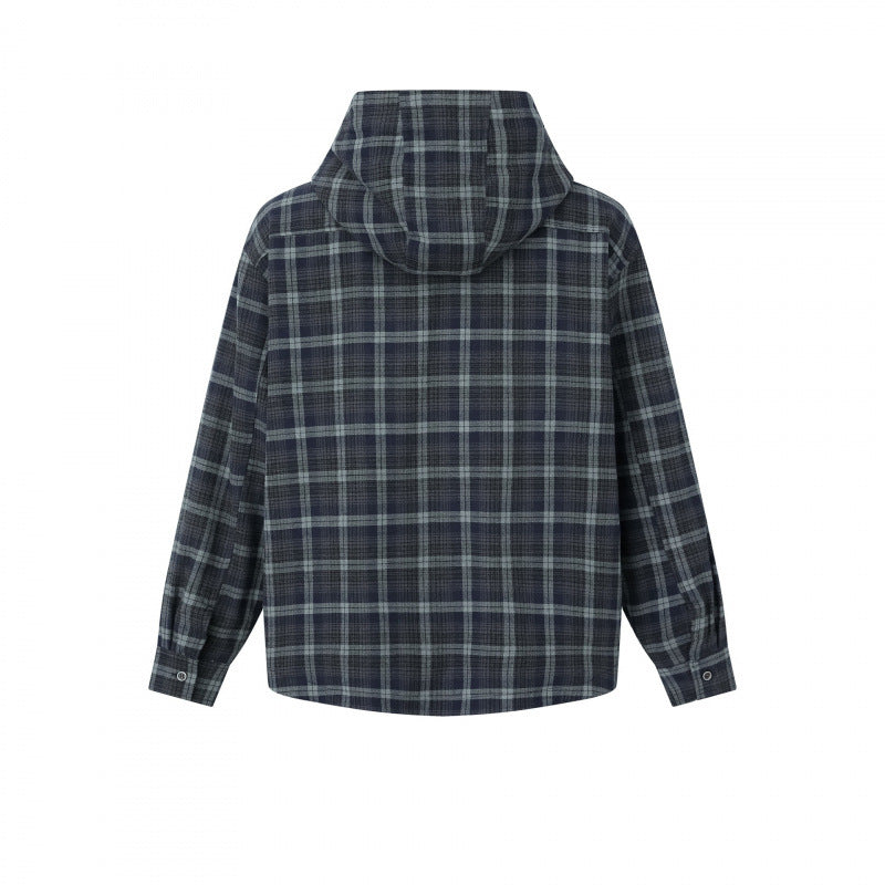 Unisex Kastenförmiges Kapuzen-Overshirt aus Flanell mit aufgesetzten Pattentaschen Shop Nory