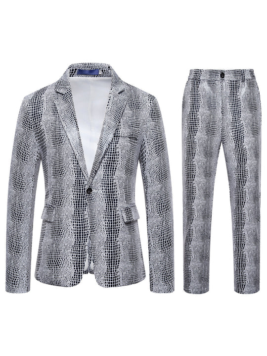 Herren Zweiteiliges Glamour-Anzugset mit metallischem Kroko-Effekt und schmaler Silhouette Shop Nory