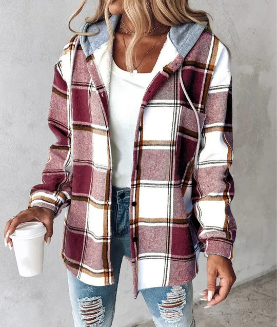 Damen Kapuzencardigan mit Streifen und Druckknopfblende Shop Nory