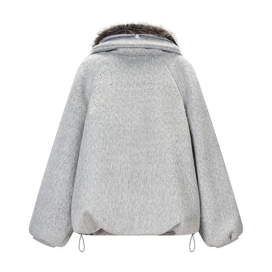 Damen Kurzjacke aus Kunstfell im Oversize‑Cut mit voluminösem Webpelzkragen Shop Nory