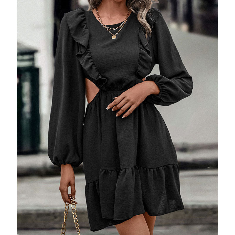 Damen Kurzkleid mit Cut-Outs, Volant‑Detail & Ballonärmeln Shop Nory