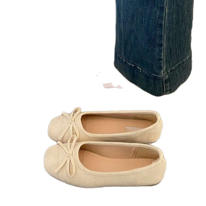 Damen Ballerina-Slipper mit quadratischer Zehenbox, weichem Komfortfußbett und Zierschleife Shop Nory