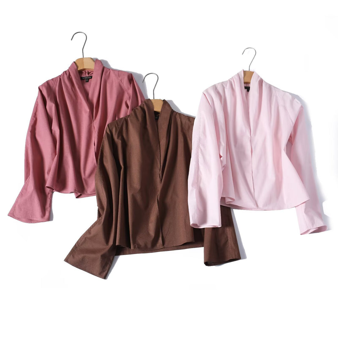 Damen Leichte Viskose‑Bluse mit offenem Schalkragen und kastiger Silhouette Shop Nory