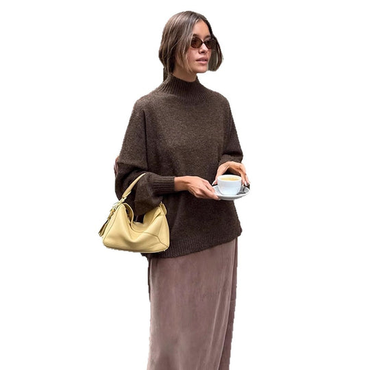 Damen Oversized Rollkragenpullover aus feinem Strick mit Ballonärmeln Shop Nory