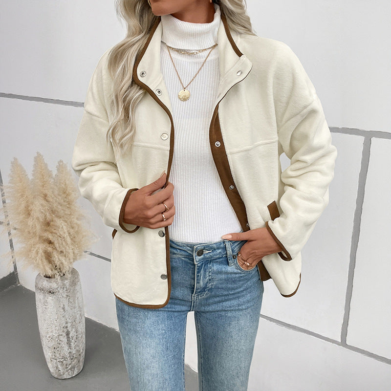 Damen Kuschelige Damenjacke mit kontrastierenden Details Shop Nory