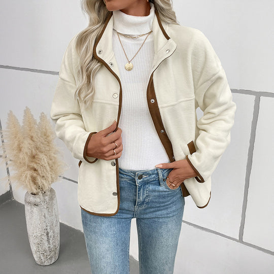 Damen Kuschelige Damenjacke mit kontrastierenden Details Shop Nory