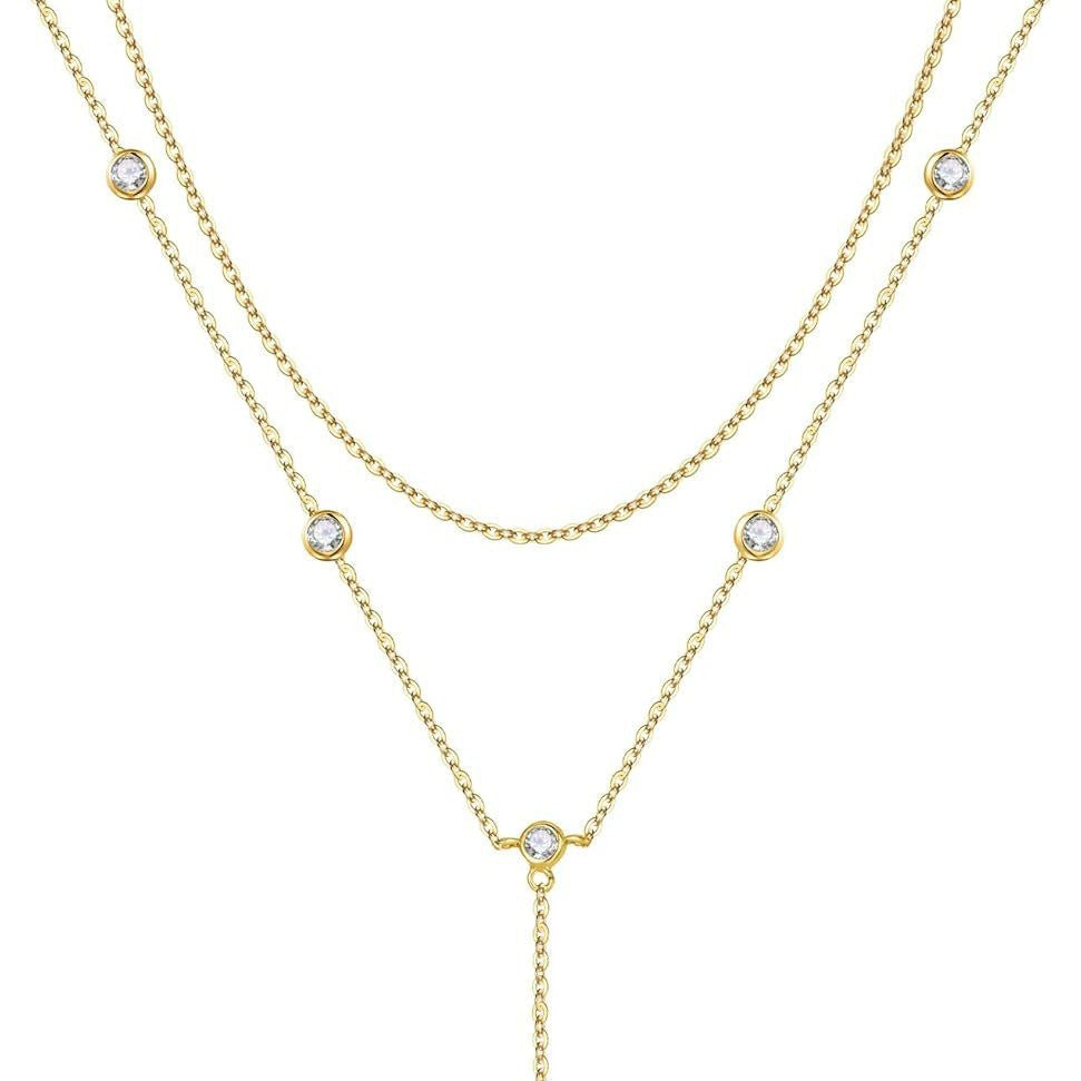 Damen moderne Layered Halskette mit funkelndem Kreuz-Anhänger und eleganter Kette Shop Nory