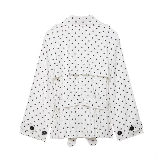 Damen Gepunktete Cropped Trenchjacke mit Bindegürtel Shop Nory