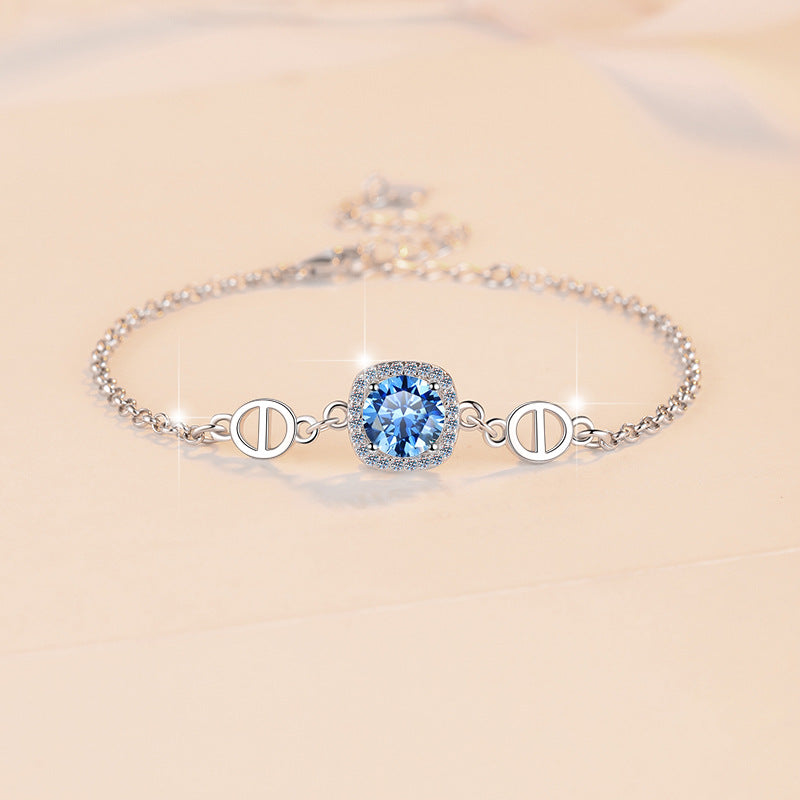 Damenarmband mit strahlend gelbem Kristall und funkelndem Zirkonia-Rahmen Shop Nory