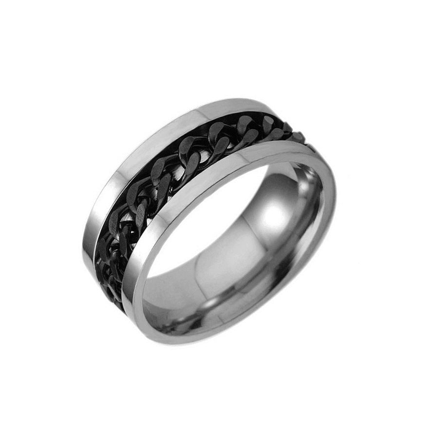 Herren Schmuckring mit modernem Ketten- und Blockdesign Shop Nory
