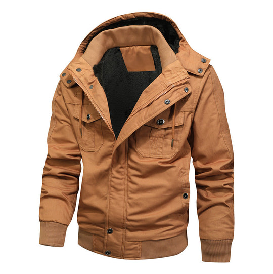 Herren Kapuzen-Canvasjacke mit Teddyfutter und Utility-Taschen Shop Nory