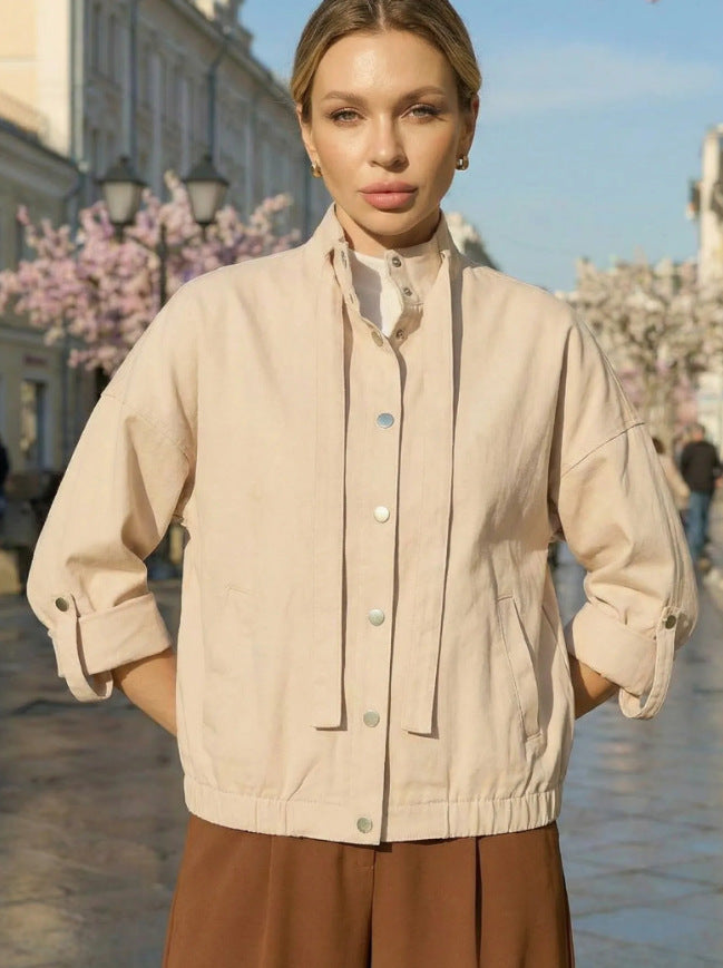 Damen Kurze Freizeitjacke mit hohem Kragen
