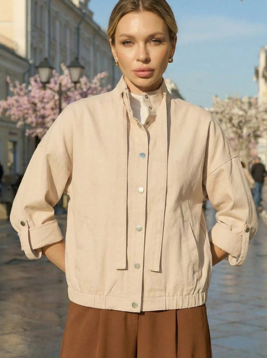 Damen Kurze Freizeitjacke mit hohem Kragen