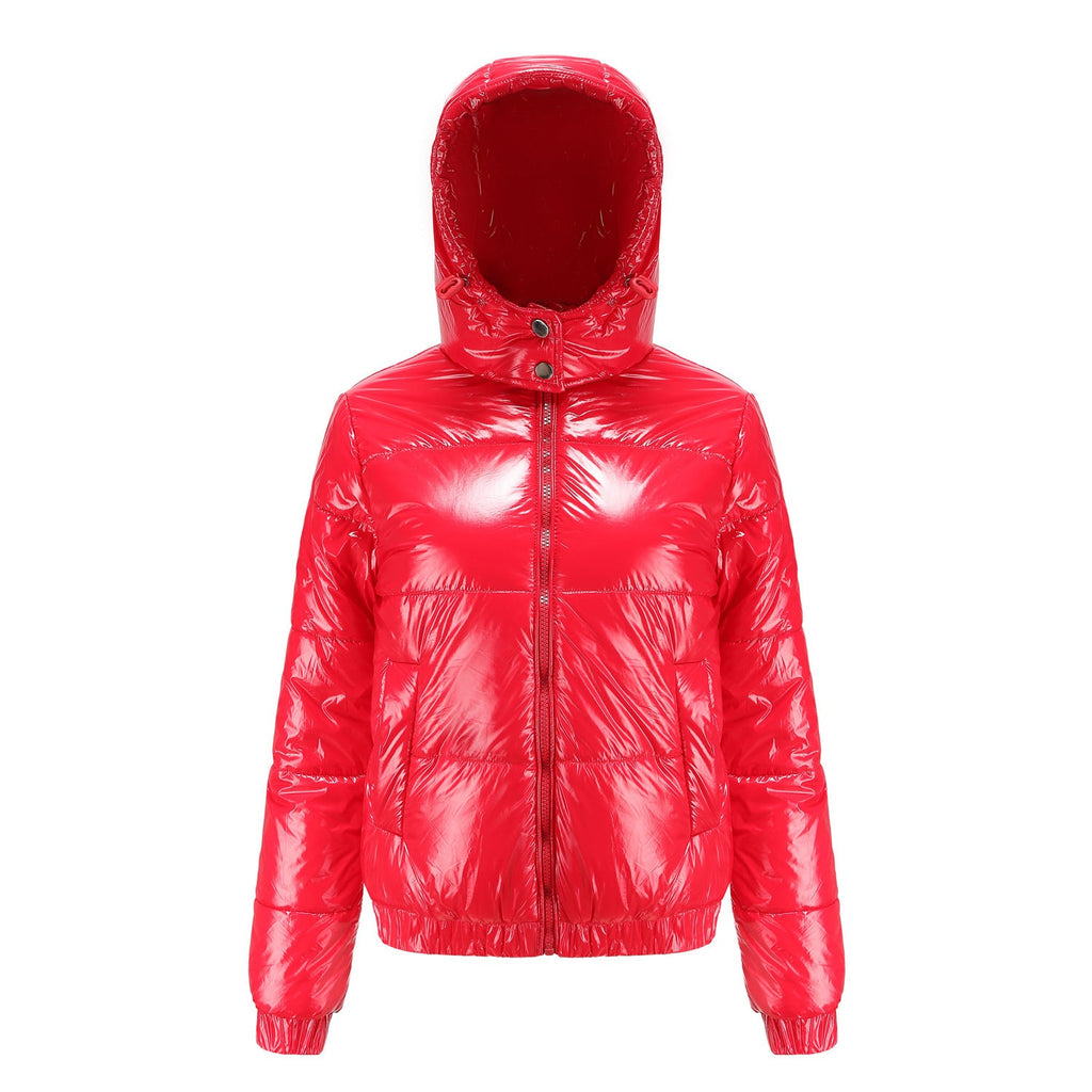 Damen glänzende Winterjacke mit Kapuze – Wasserabweisend & Wärmeisoliert – ShopNory