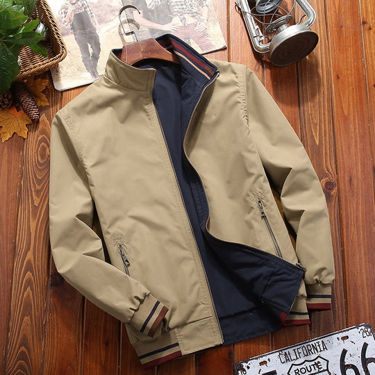 Herren Leichte Bomberjacke im urbanen Utility‑Look mit gestreiften Rippbündchen & Reißverschlusstaschen Shop Nory