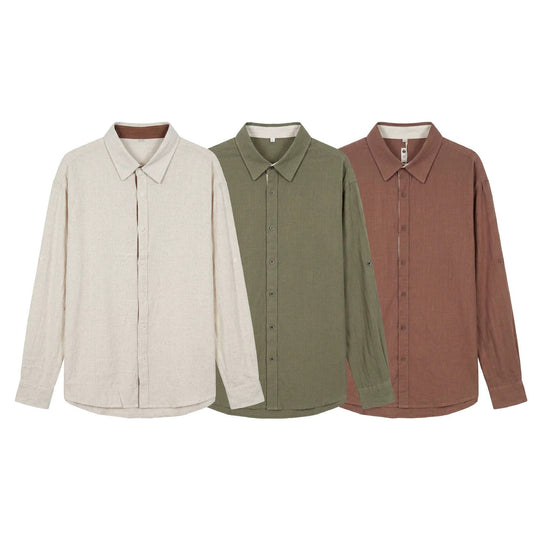 Unisex Leichtes Oversize‑Hemd in Leinenoptik mit Kentkragen und Ärmelsteg Shop Nory