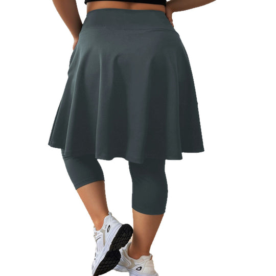 Damen Leggings mit integriertem Rock hoher Taillenbund und Seitentasche Shopy Nory