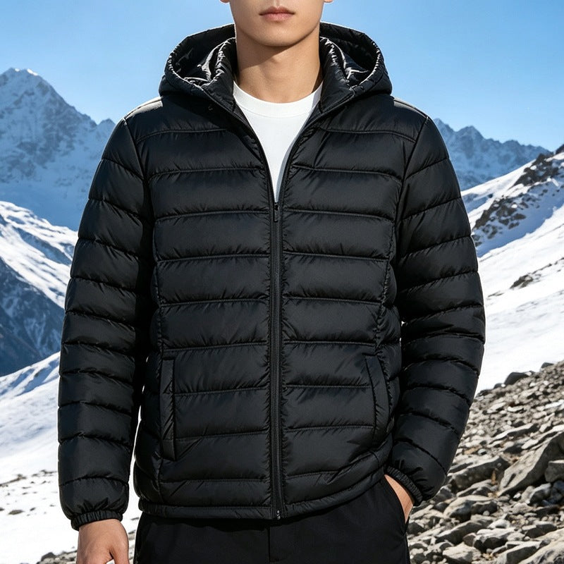 Herren Wattierte leichte Kapuzensteppjacke mit Thermofüllung und durchgehendem Reißverschluss Shop Nory