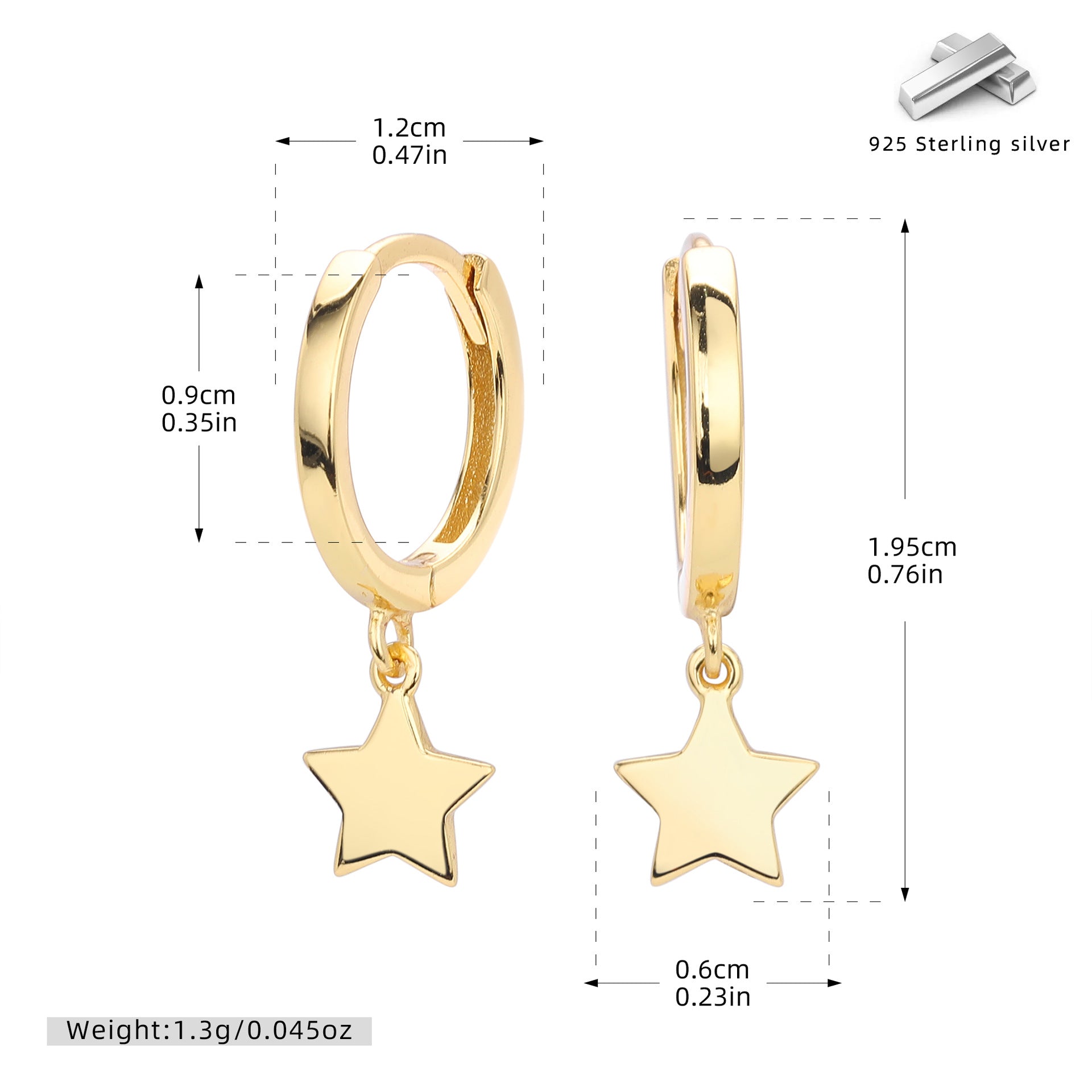 Damen Ohrhänger mit starförmigem Anhänger aus hochwertigem 925 Sterling Silber Shop Nory