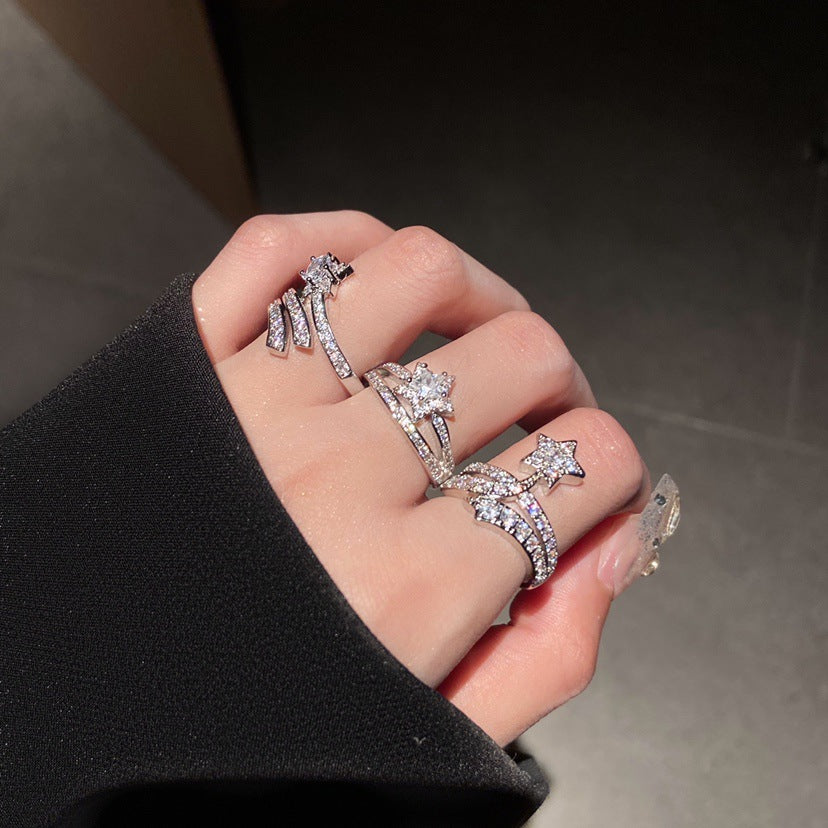 Damenring mit funkelndem Stern-Design und eleganten Zirkonia-Steinen Shop Nory