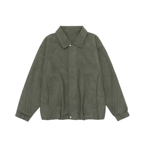 Unisex Boxy-Overhemdjacke mit verdeckter Druckknopfleiste, Raglannähten und elastischem Saum Shop Nory