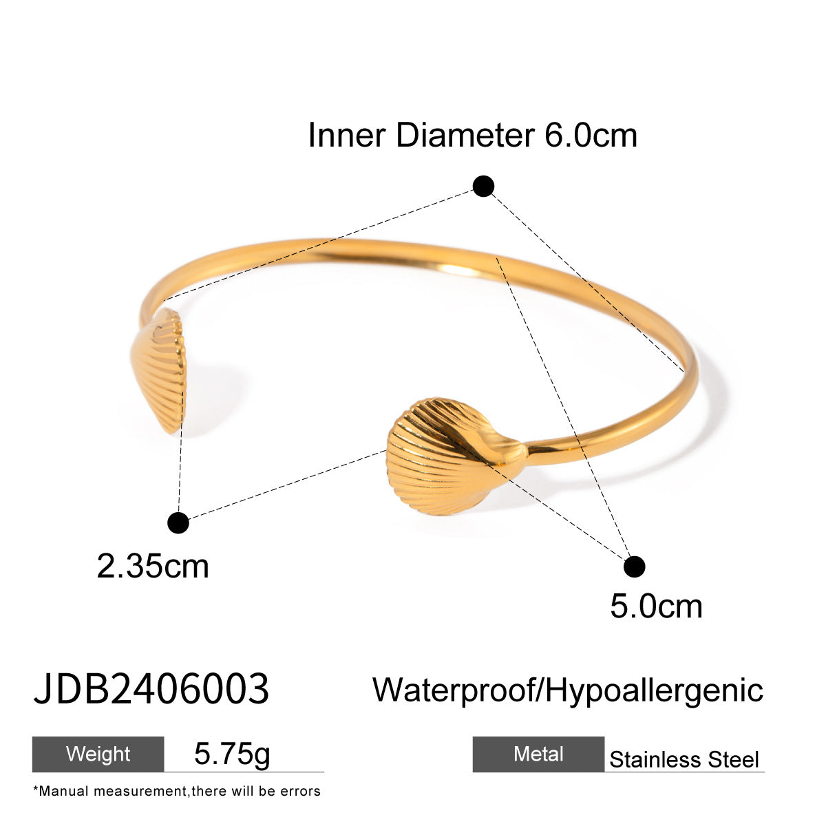 Damen Armreif mit kunstvollem Muschelmuster aus hypoallergenem Edelstahl Shop Nory