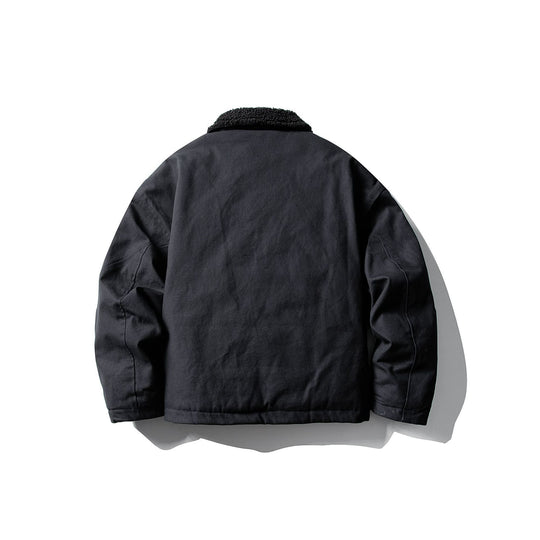 Unisex Kurzer Canvas-Fieldblouson mit Teddykragen und Zwei-Wege-Reißverschluss Shop Nory